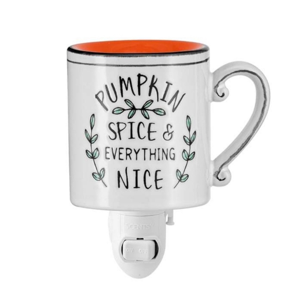 Scentsy Everything Nice Mini Warmer Plug In Pumpkin Spice Coffee Mug Retired NEW